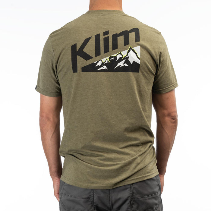 Klim Mountain Peak Tri-blend Tee in Military Green Frost - Black