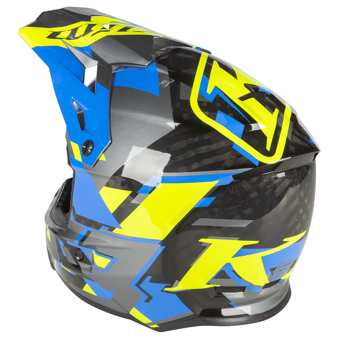 Klim F3 Carbon Raid Helmets - ECE in Electric Blue Lemonade - Hi-vis