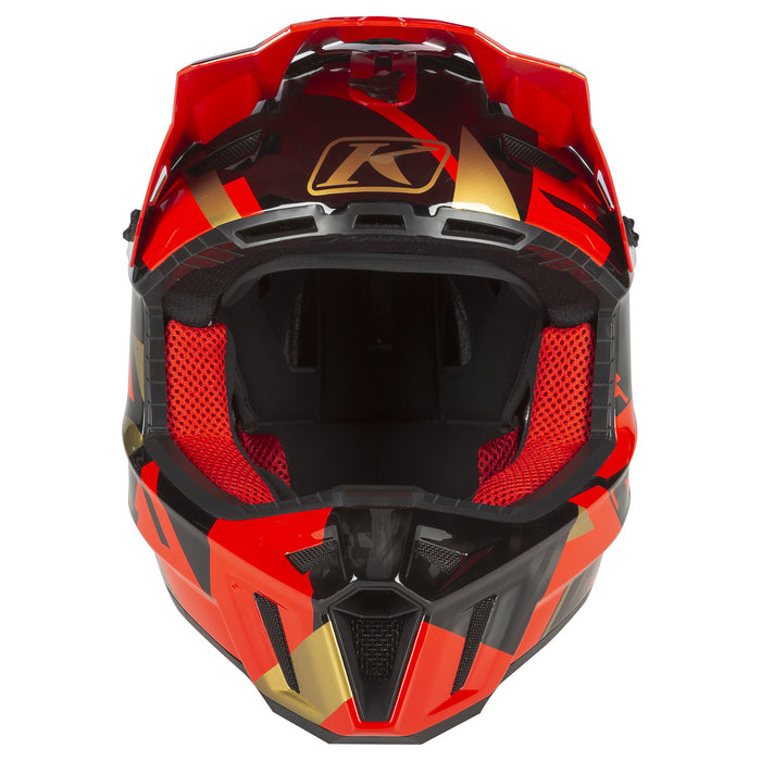 Klim F3 Carbon Raid Helmets - ECE in Fiery Red - Gold