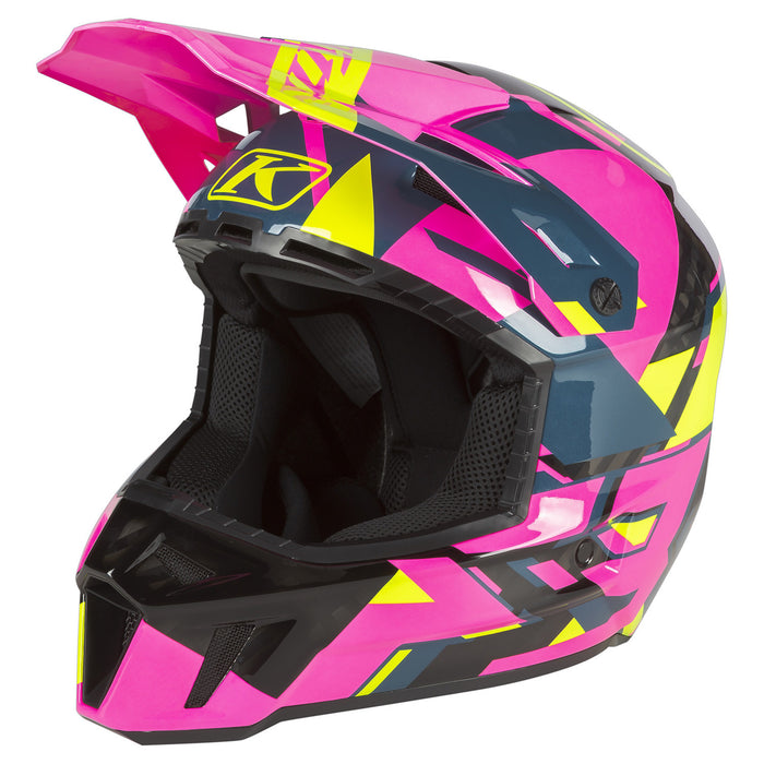 Klim F3 Carbon Raid Helmets - ECE in Knockout Pink - Hi-vis