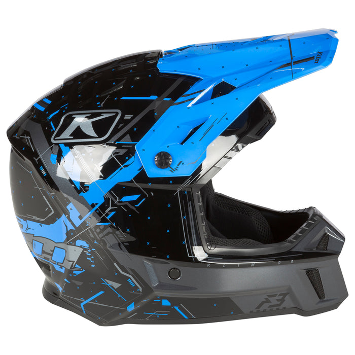 KLIM F3 Recoil Helmets - ECE in Electric Blue Lemonade 2023