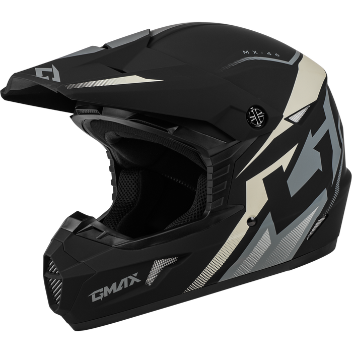 GMAX MX-46 Compound Youth MX Helmet in MATTE GREY/BLACK