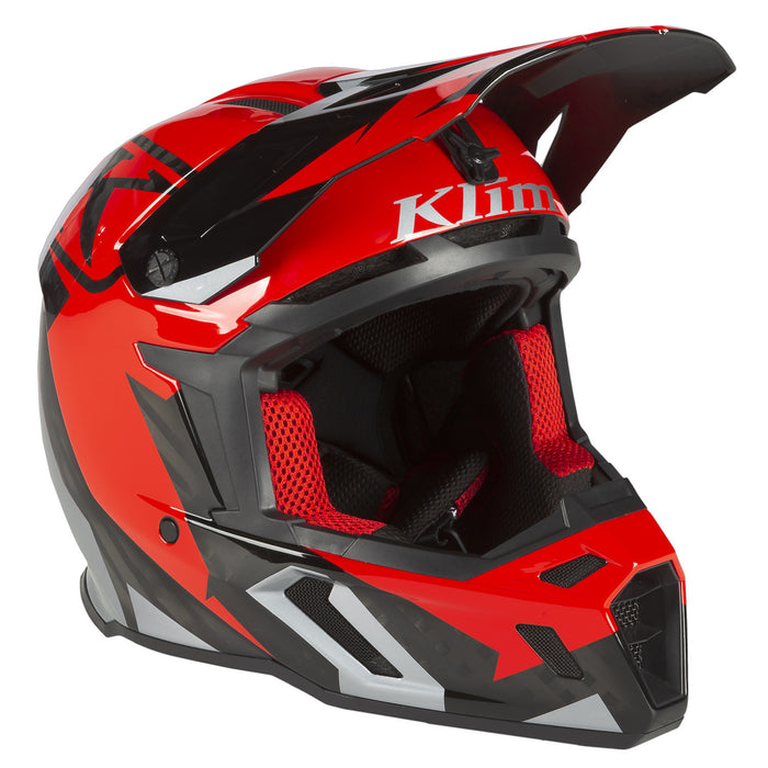 Klim F5 AMP Helmets - ECE in Fiery Red - Metallic Silver