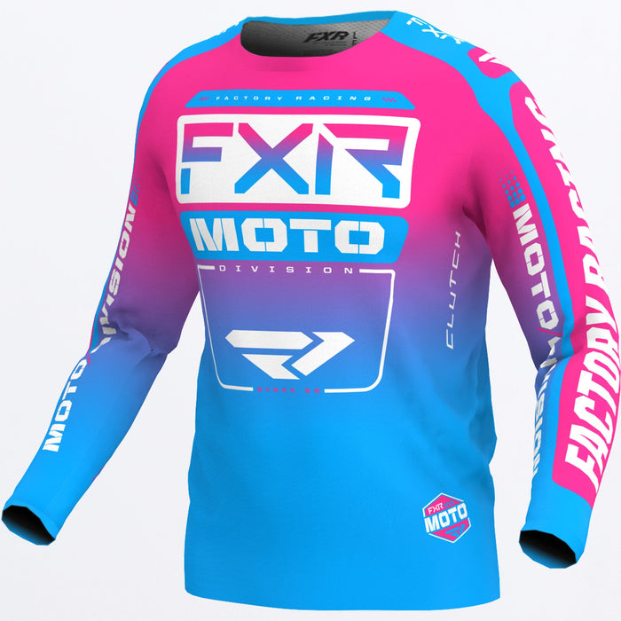 FXR Clutch MX Jersey in Cyan/E-Pink