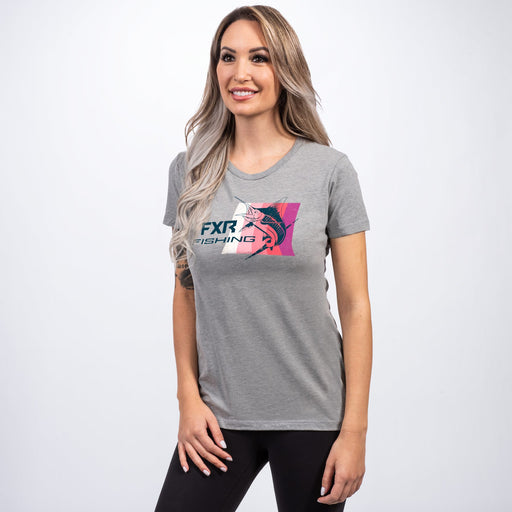 FXR Marlin Women's T-shirt in Grey Heather/Dusty Rose 2021