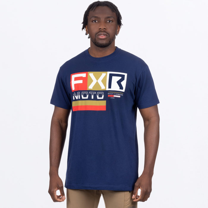 FXR Moto Premium T-shirt in Navy/Gold