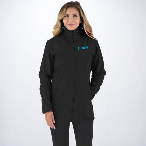 FXR Sierra Long Women's Softshell Jacket in Black/Sky Blue