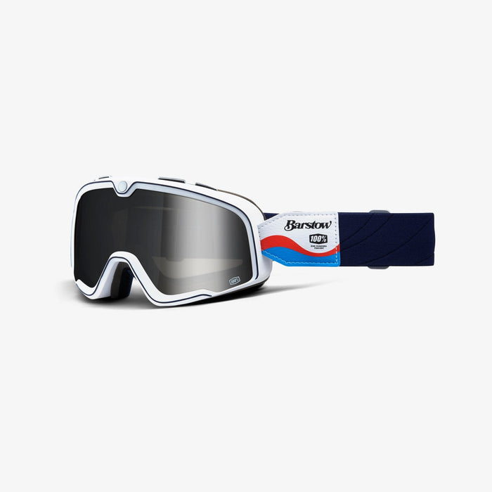100% Barstow Classic Googles in Lucien / Mirror Silver / Navy/White/Red/Blue