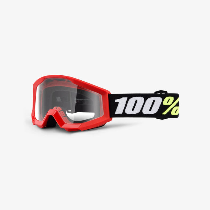 100% Strata Mini Youth Goggles - Clear Lens in Red / Clear / Red