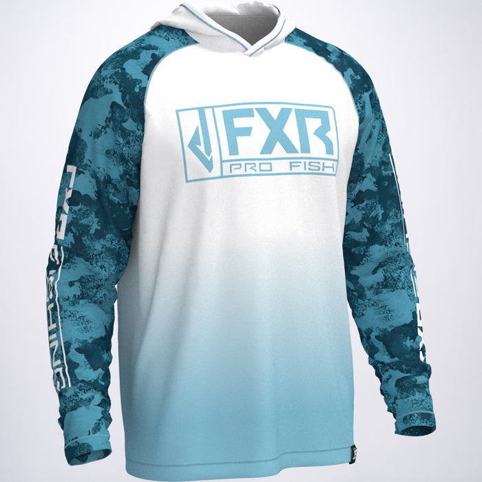 FXR Derby Air UPF Pullover Hoodie in White/Slate Camo