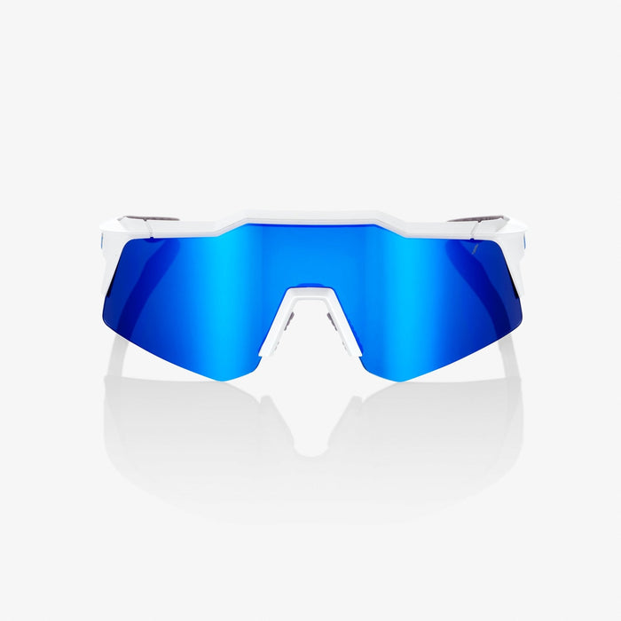 100% Speedcraft XS Performance Sunglasses in Matte white / Blue mirror