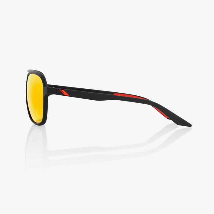 100% Kasia Aviator Sunglasses in Soft tact black / HiPER red mirror