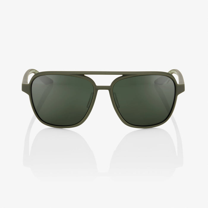 100% Kasia Aviator Sunglasses in Soft tact army green / Gray/green
