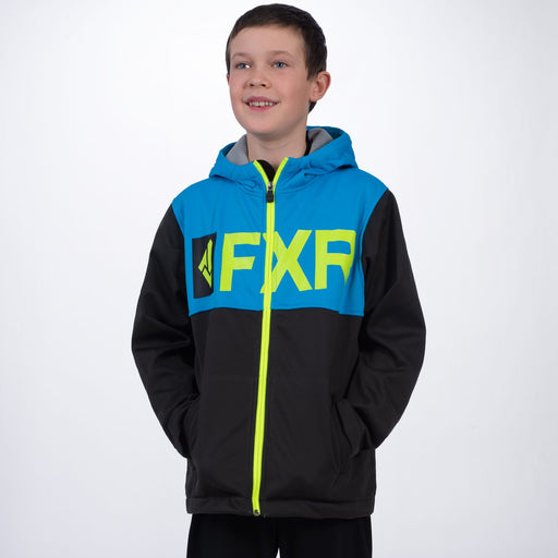 FXR Helium Softshell Youth Jacket in Black/Blue/Hi Vis