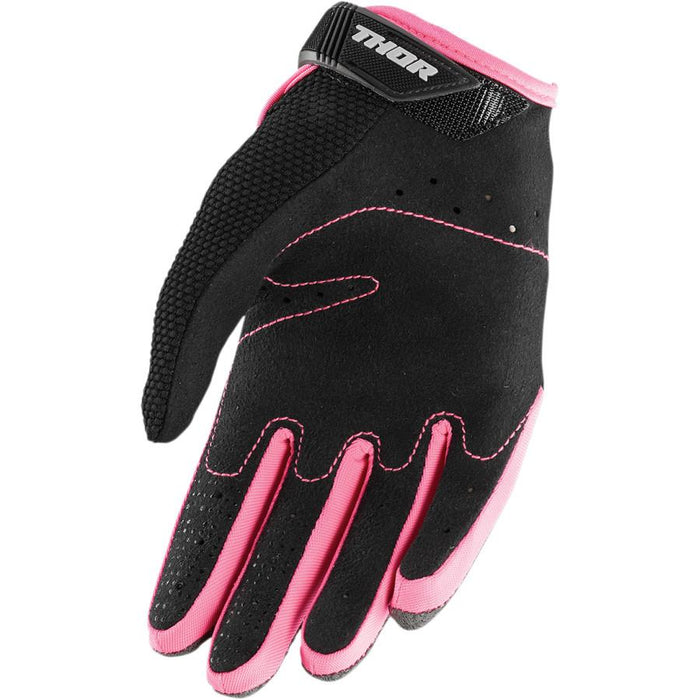 Thor Spectrum Women's Gloves in Black/Pink - Palm View