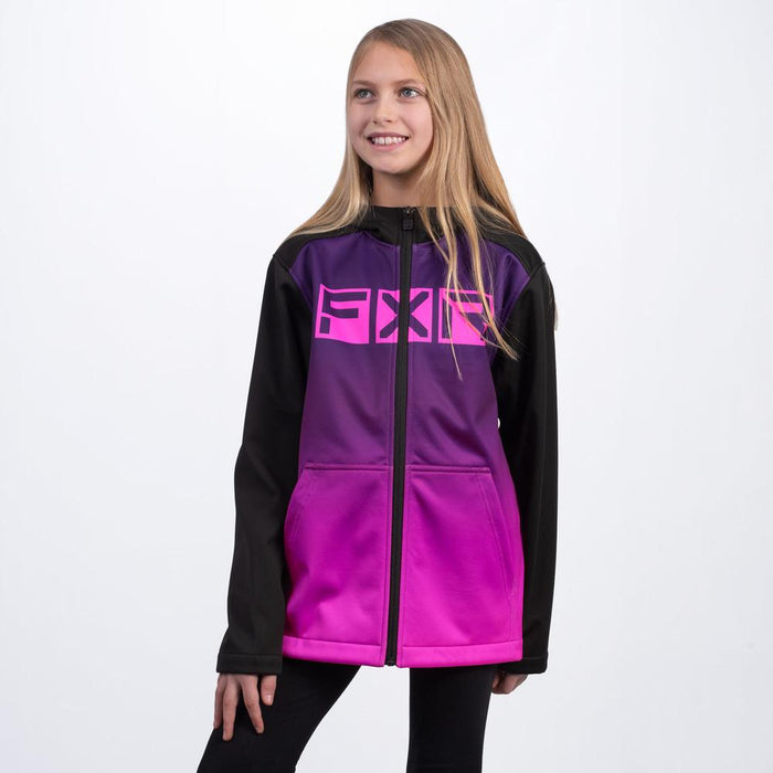 FXR Hydrogen Softshell Youth Jackets in Purple Fade/Black
