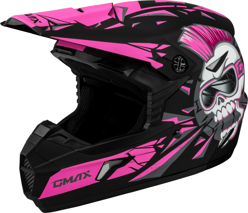 GMAX MX-46Y Unstable Youth MX Helmet in Black/Pink Matte