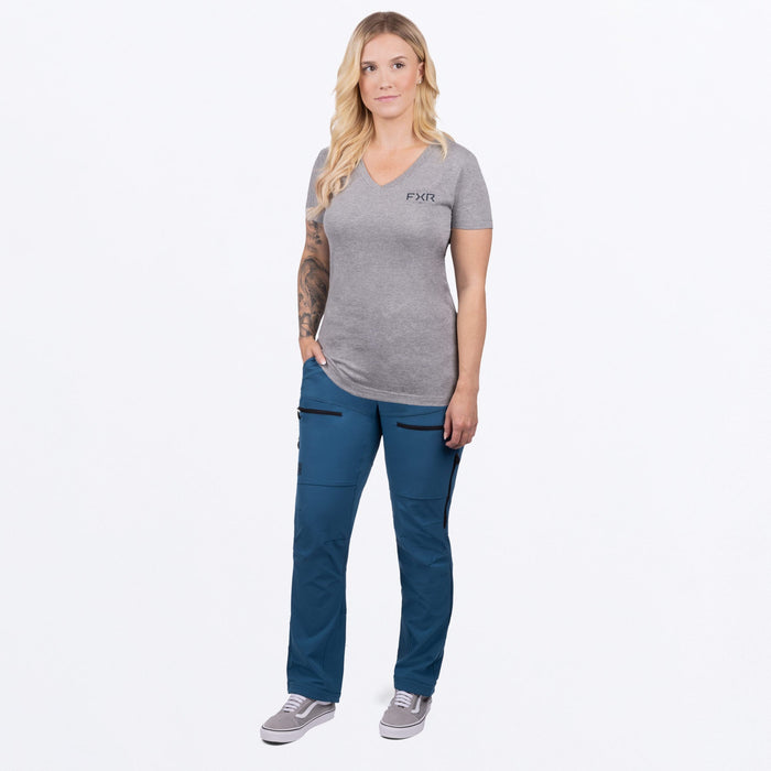 FXR Helium Premium V-neck Women's T-shirt in Grey Heather/Dark Steel