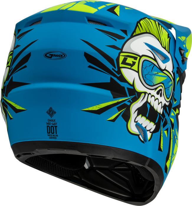 GMAX MX-46Y Unstable Youth MX Helmet in Blue/Green/Matte