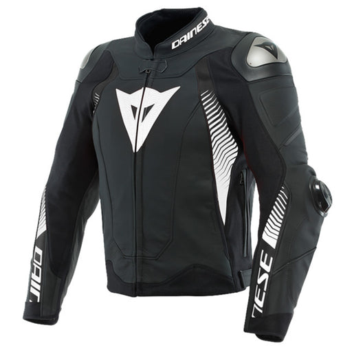 Dainese Super Speed 4 Leather Jacket in Matte Black/White/Fluo Red