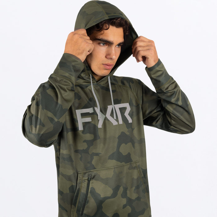 FXR Pilot UPF Pullover Hoodie in Army Camo/Grey
