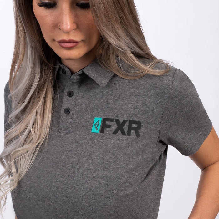 FXR Women's Evo Tech Polo Shirt in Grey Heather/Mint