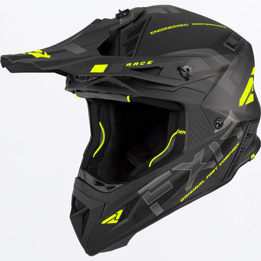 FXR Helium Race Div Helmet with D-ring in Black/Hi Vis