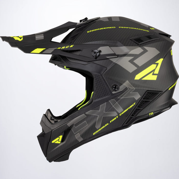 FXR Helium Carbon Helmet with D-Ring in Hi Vis/Charcoal
