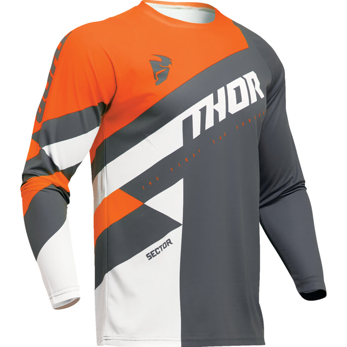 Thor Sector Checker Youth Jerseys in Charcoal/Orange