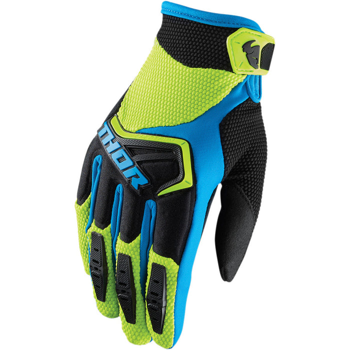 Thor Youth Spectrum Gloves in Green/Black/Blue