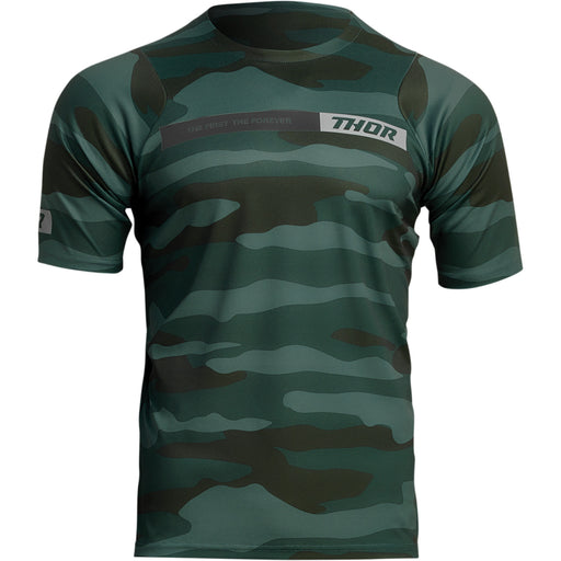 Thor Assist Camo MTB Short-Sleeve Jersey in Green