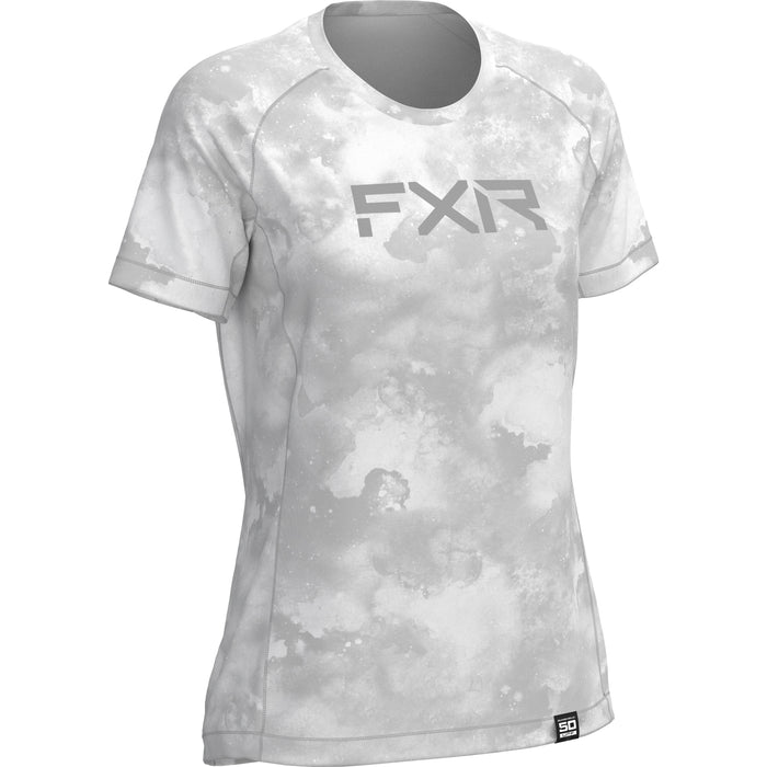 FXR Attack UPF Women's T-shirt in White-Grey Ink