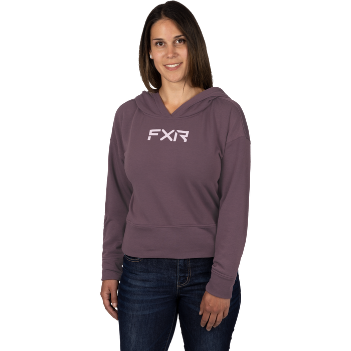 FXR Balance Cropped Pullover Women's Hoodie in Muted Grape/Dusty Lilac