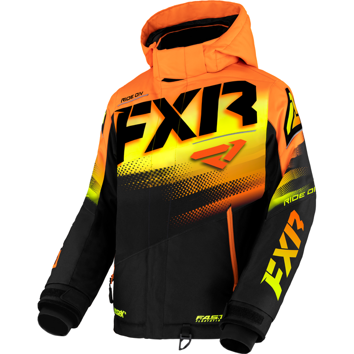 FXR Boost Youth Jacket in Black/Orange-HiVis Fade