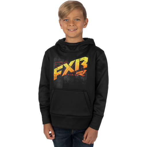 FXR Broadcast Tech Pullover Youth Hoodie in Black/Inferno