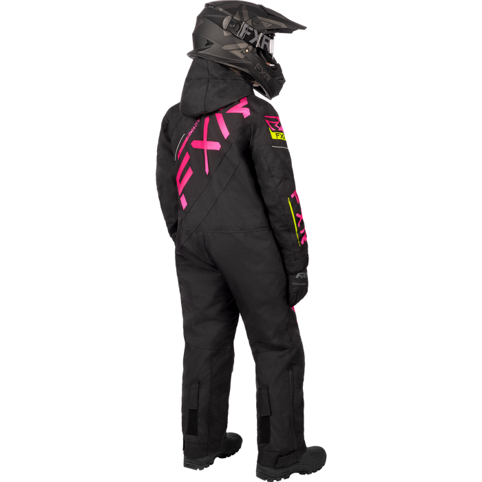 FXR CX Youth Monosuit in Black/Raspberry Fade