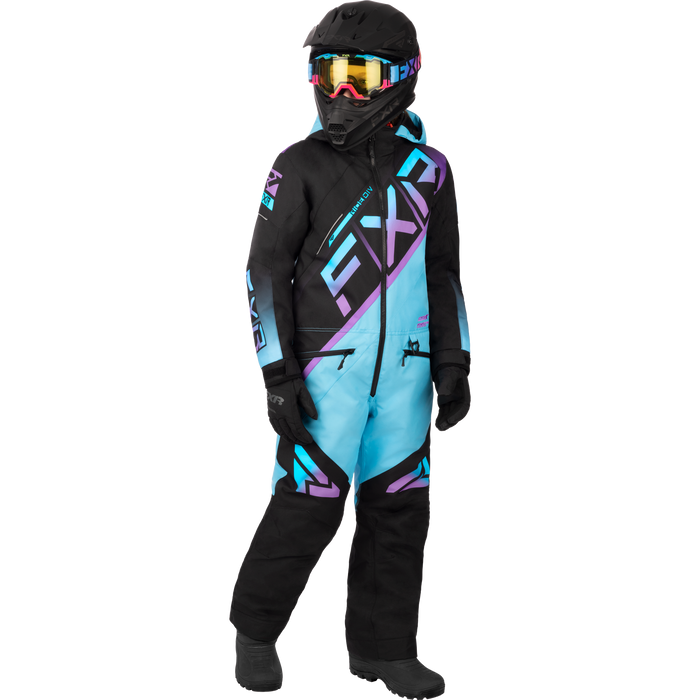 FXR CX Youth Monosuit in Black/Sky-Lilac Fade