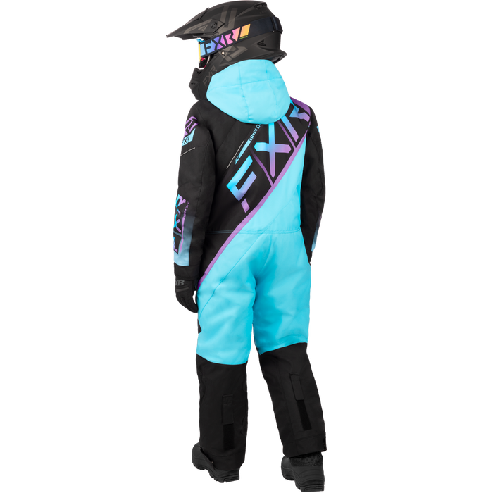 FXR CX Youth Monosuit in Black/Sky-Lilac Fade
