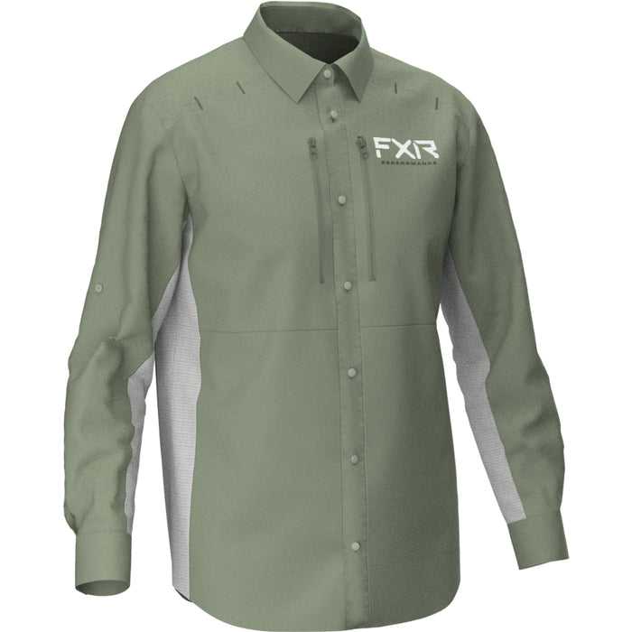 FXR Cast Performance UPF Tech Longsleeve Shirts in Khaki/Grey