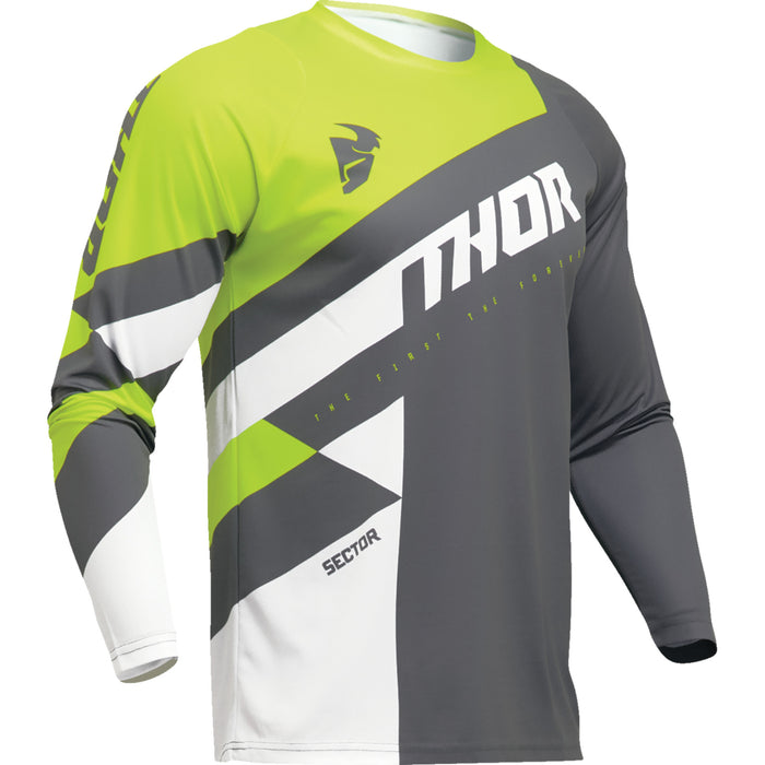 Thor Sector Checker Youth Jerseys in Charcoal/Acid