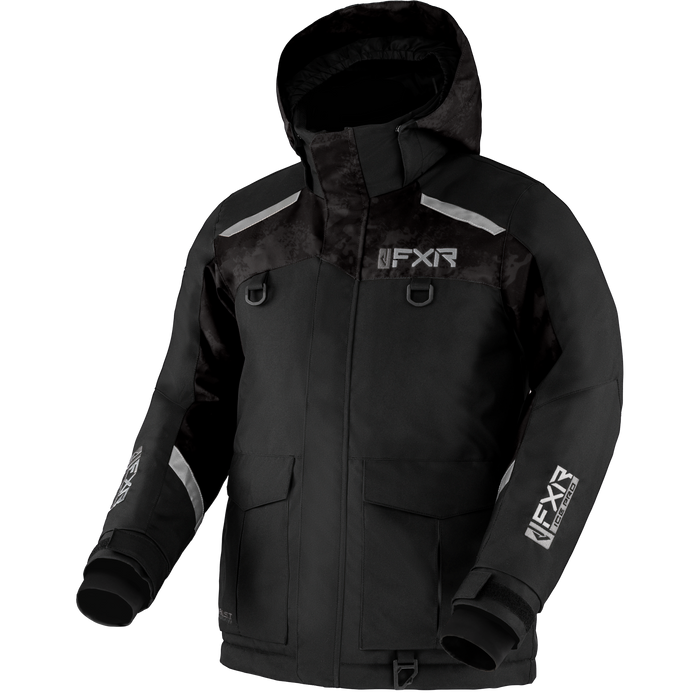 FXR Excursion Ice Pro Youth Jacket in Black/Black Camo