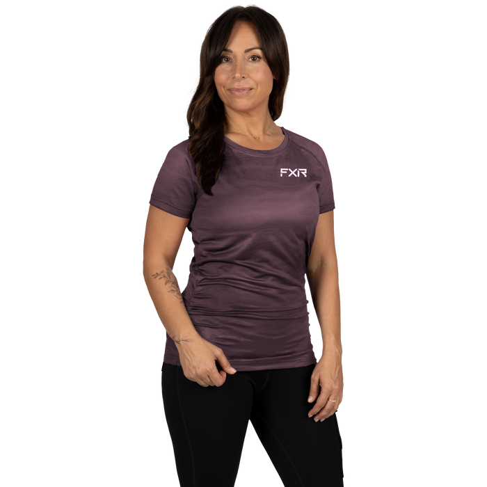 FXR Exhale Active Women's T-shirt in Muted Grape Camo/Dusty Lilac