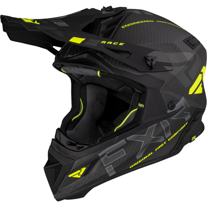 FXR Helium Carbon Helmet with D-ring in HiVis/Charcoal