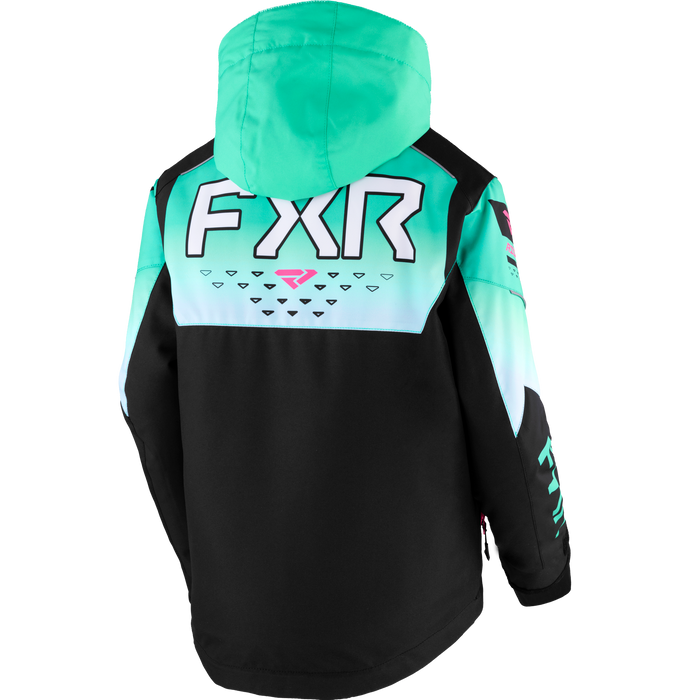 FXR Helium Child Jacket in Black/Mint Fade/E Pink