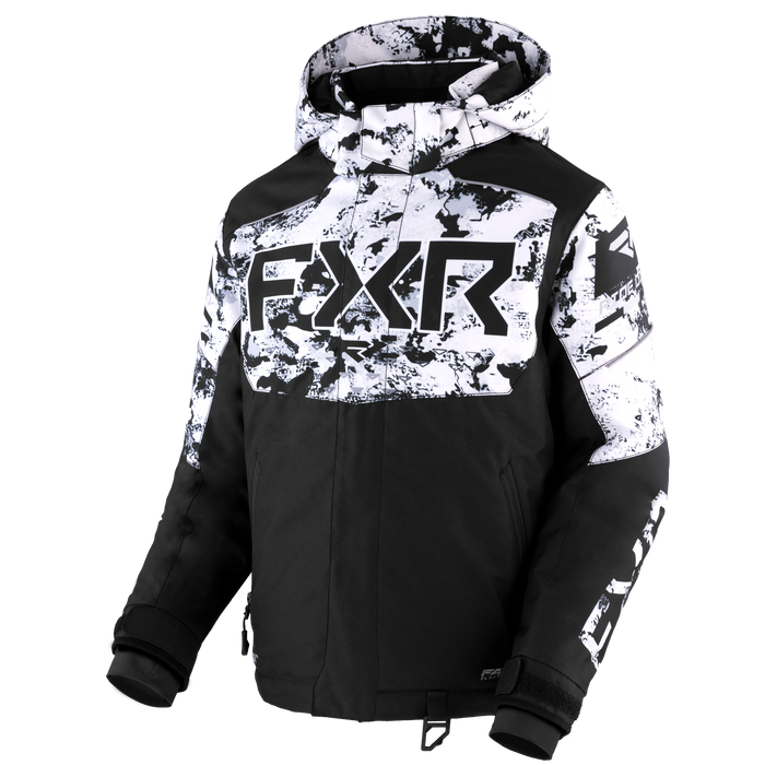 FXR Helium Child Jacket in Black/White Camo