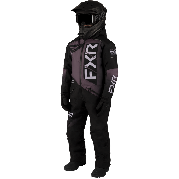FXR Helium Child Monosuit in Black/Muted Grape/Dusty Lilac