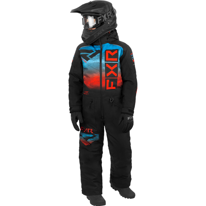 FXR Helium Youth Monosuit in Black/Blue-Red Haze