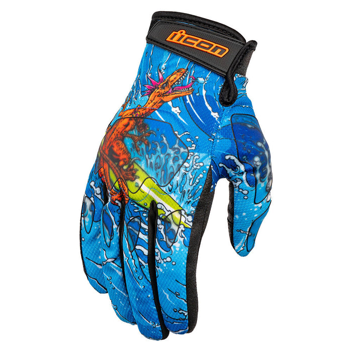 ICON Hooligan Dino Fury Gloves in Blue