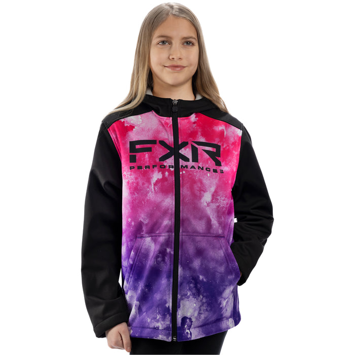 FXR Hydrogen Softshell Youth Jacket in Purple-Pink Ink/Black