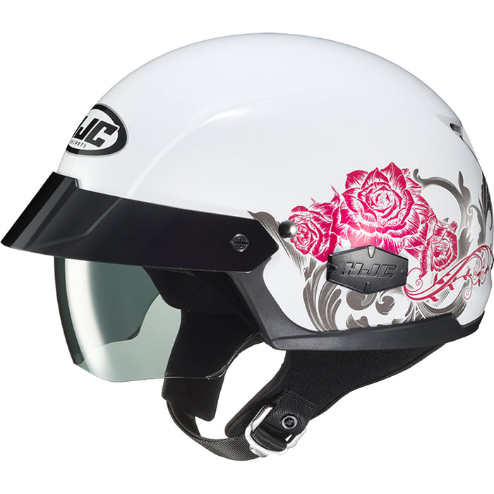 HJC IS-Cruiser Flower Helmet in Semi-Flat White/Pink